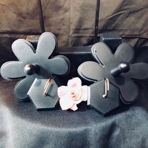 Black Flower and Hexagon Wall Hooks